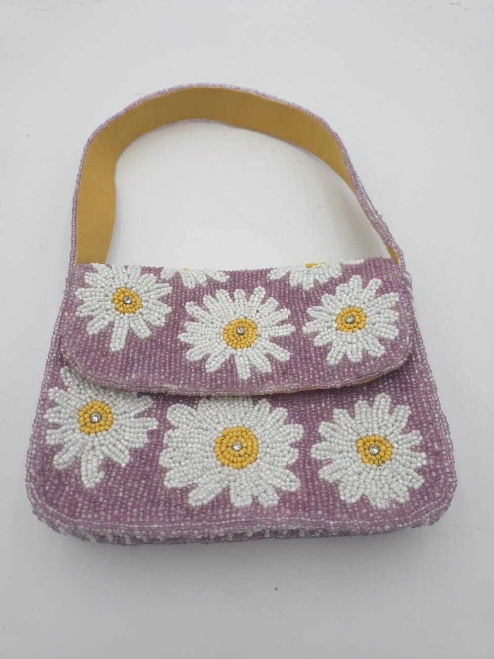 Studio 12 Pink Beaded Daisy Flower Handbag Purse Y2K Festival Shoulder Bag